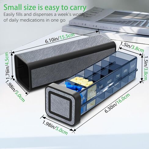 Pill Organizer, Daily Pill Box 7 Day, Weekly Travel Pill Case 1 Time a Day, Large Medicine Container Holder to Storage Vitamins, Medication, Pills, Supplement (Silver) in Saudi Arabia
