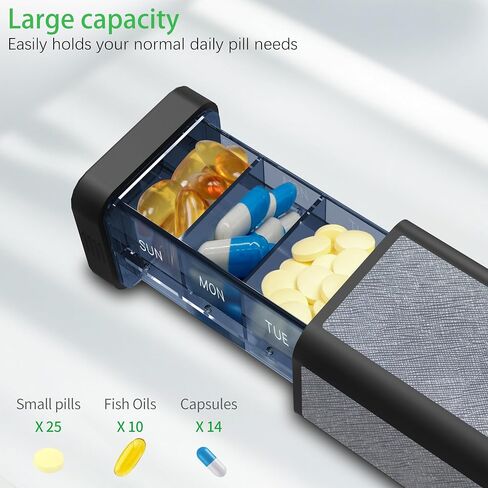 Pill Organizer, Daily Pill Box 7 Day, Weekly Travel Pill Case 1 Time a Day, Large Medicine Container Holder to Storage Vitamins, Medication, Pills, Supplement (Silver) in Saudi Arabia