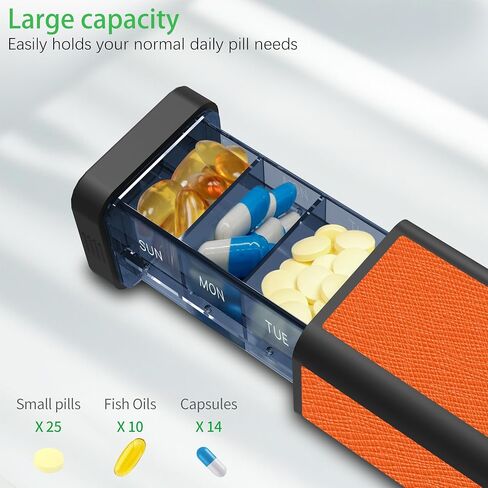 Pill Organizer, Daily Pill Box 7 Day, Weekly Travel Pill Case 1 Time a Day, Large Medicine Container Holder to Storage Vitamins, Medication, Pills, Supplement (Silver) in Saudi Arabia