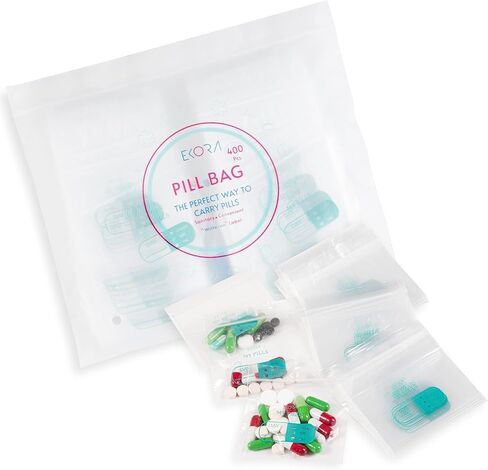 400 Pack Pill Bags Pouch – 3 x 2.75 Inch BPA Free, Reusable Ziplock Poly Bag with Write-On Labels – Used for Daily Medication Storage, Medicine Organizer, Travel Baggies and More in Saudi Arabia