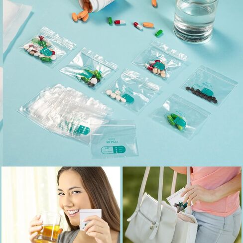 400 Pack Pill Bags Pouch – 3 x 2.75 Inch BPA Free, Reusable Ziplock Poly Bag with Write-On Labels – Used for Daily Medication Storage, Medicine Organizer, Travel Baggies and More in Saudi Arabia