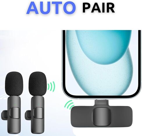 Schimmer Mics for iPhone 15, 2 Pack Wireless Lavalier Microphone for iP15 Pro/Max - Plug-Play Crystal Clear Sound Quality, Long Lasting for Interviews, Podcasts, Vlogs, and More, Pink Windshield in Saudi Arabia