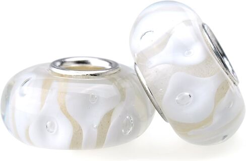 RUBYCA Glass Murano Charm Beads Silver Color Core fit European Bracelet for Jewelry Making in Saudi Arabia