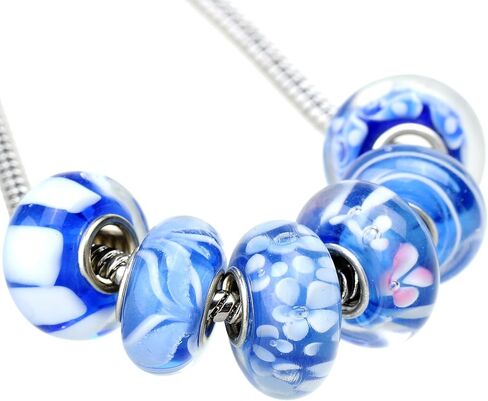 RUBYCA Glass Murano Charm Beads Silver Color Core fit European Bracelet for Jewelry Making in Saudi Arabia