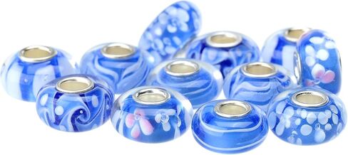 RUBYCA Glass Murano Charm Beads Silver Color Core fit European Bracelet for Jewelry Making in Saudi Arabia