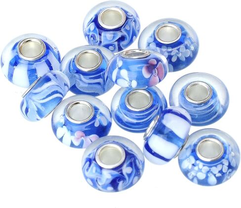 RUBYCA Glass Murano Charm Beads Silver Color Core fit European Bracelet for Jewelry Making in Saudi Arabia
