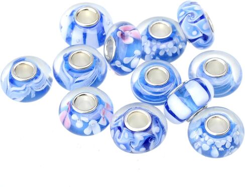 RUBYCA Glass Murano Charm Beads Silver Color Core fit European Bracelet for Jewelry Making in Saudi Arabia
