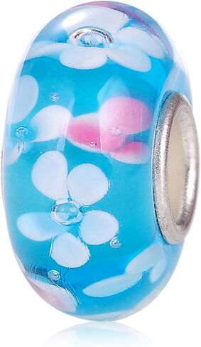 RUBYCA Glass Murano Charm Beads Silver Color Core fit European Bracelet for Jewelry Making in Saudi Arabia