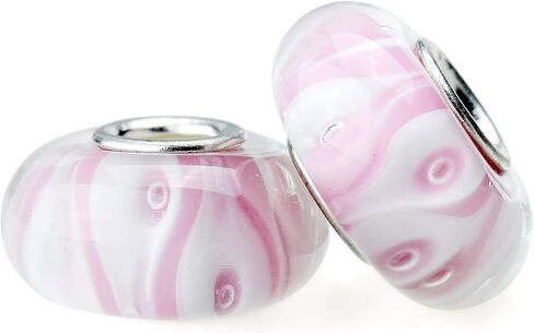 RUBYCA Glass Murano Charm Beads Silver Color Core fit European Bracelet for Jewelry Making in Saudi Arabia
