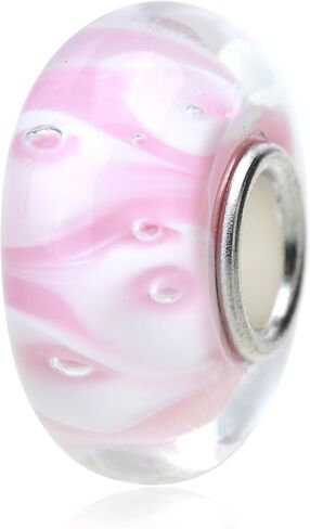 RUBYCA Glass Murano Charm Beads Silver Color Core fit European Bracelet for Jewelry Making in Saudi Arabia