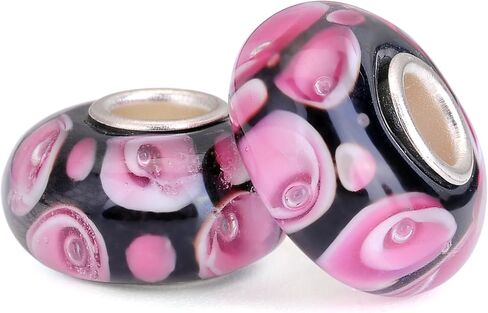 RUBYCA Glass Murano Charm Beads Silver Color Core fit European Bracelet for Jewelry Making in Saudi Arabia