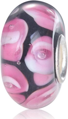 RUBYCA Glass Murano Charm Beads Silver Color Core fit European Bracelet for Jewelry Making in Saudi Arabia