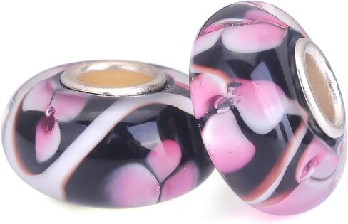 RUBYCA Glass Murano Charm Beads Silver Color Core fit European Bracelet for Jewelry Making in Saudi Arabia