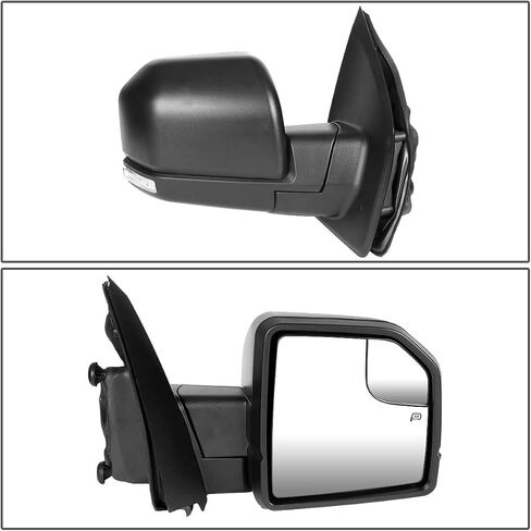 DNA MOTORING TWM-058-OE-T222-BK-CL-L Manual Factory Style Side Mirror w/LED Turn Signal Puddle Light Left Compatible with 15-18 F-150 with 8-Pin Plug in Saudi Arabia