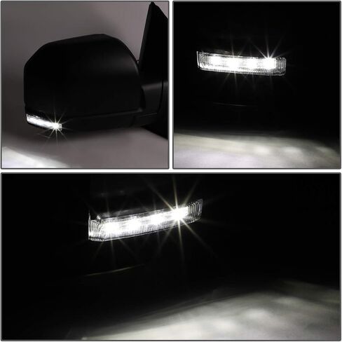 DNA MOTORING TWM-058-OE-T222-BK-CL-L Manual Factory Style Side Mirror w/LED Turn Signal Puddle Light Left Compatible with 15-18 F-150 with 8-Pin Plug in Saudi Arabia