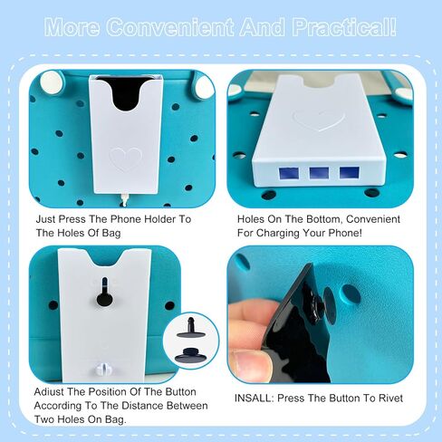 Phone Holder Compatible with Bogg Bag, Soft Silicone 3Pcs Charm Insert Accessories for Bogg Bag Phone Holder Fits All Cellphones Attachment for Beach Tote Bags, Black in Saudi Arabia