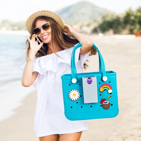 Phone Holder Compatible with Bogg Bag, Soft Silicone 3Pcs Charm Insert Accessories for Bogg Bag Phone Holder Fits All Cellphones Attachment for Beach Tote Bags, Black in Saudi Arabia