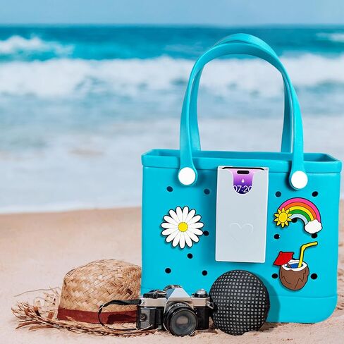 Phone Holder Compatible with Bogg Bag, Soft Silicone 3Pcs Charm Insert Accessories for Bogg Bag Phone Holder Fits All Cellphones Attachment for Beach Tote Bags, Black in Saudi Arabia
