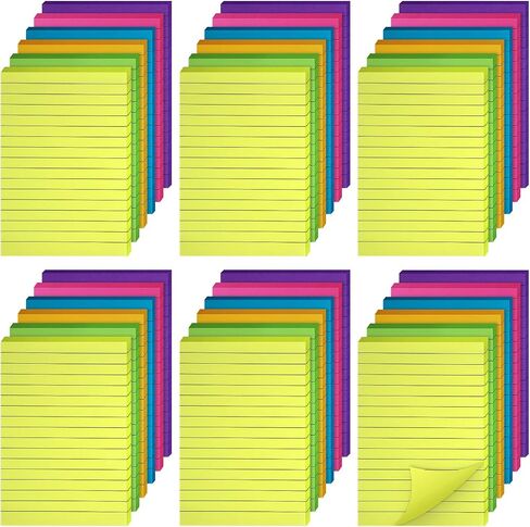 Outus 18 Packs Lined Sticky Notes 4 x 6 Inch Colorful Sticky Note Pads Lines Bright Ruled Self Sticky Pads Memos for Back to School Classroom Office Home Supplies 1200 Sheets, 6 Colors (Fresh Color) in Saudi Arabia