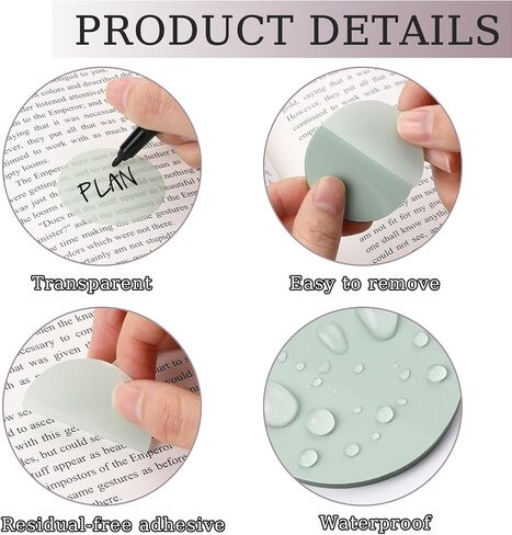Round Transparent Sticky Notes, 400 Sheets Morandi Cute Translucent Sticky Tabs Page Flags Stickers Book Markers Clear Sticky Note Pads for Annotating Books Journaling Accessories 1.75 Inches in Saudi Arabia