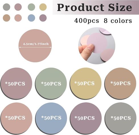 Round Transparent Sticky Notes, 400 Sheets Morandi Cute Translucent Sticky Tabs Page Flags Stickers Book Markers Clear Sticky Note Pads for Annotating Books Journaling Accessories 1.75 Inches in Saudi Arabia