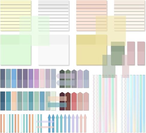 1920 Sheets Transparent Sticky Notes, Clear Tabs Long Highlighter Strips Page Markers for Books, Writable Annotation Index Flags Tapes for School Office Supplies (Multicolor Lined Set) in Kuwait