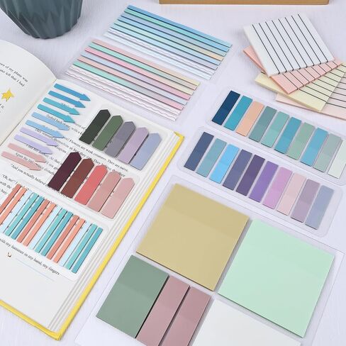 1920 Sheets Transparent Sticky Notes, Clear Tabs Long Highlighter Strips Page Markers for Books, Writable Annotation Index Flags Tapes for School Office Supplies (Multicolor Lined Set) in Kuwait