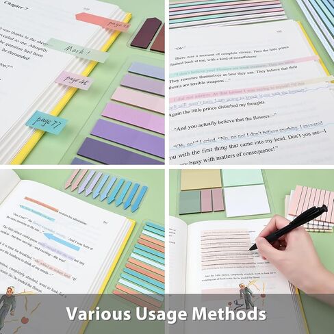 1920 Sheets Transparent Sticky Notes, Clear Tabs Long Highlighter Strips Page Markers for Books, Writable Annotation Index Flags Tapes for School Office Supplies (Multicolor Lined Set) in Kuwait