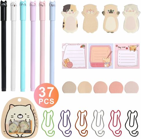 قلم حبر لطيف للقطط و6 مشابك ورق للقطط وملاحظات لاصقة للقطط صورة ظلية، علامات تبويب مؤشر أعلام الصفحة، ملصقات قطط مضحكة، مجموعة دفاتر ملاحظات خاصة للمنزل والمكتب والمدرسة وهدايا لمحبي القطط in Kuwait