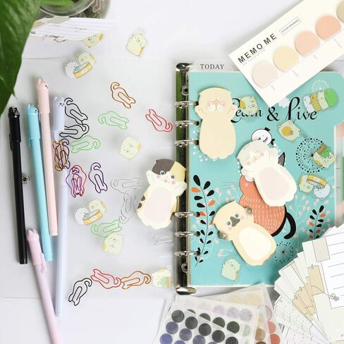 قلم حبر لطيف للقطط و6 مشابك ورق للقطط وملاحظات لاصقة للقطط صورة ظلية، علامات تبويب مؤشر أعلام الصفحة، ملصقات قطط مضحكة، مجموعة دفاتر ملاحظات خاصة للمنزل والمكتب والمدرسة وهدايا لمحبي القطط in Kuwait