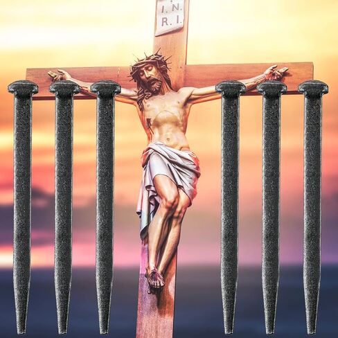 Sosation 12 Pcs Crucifix Iron Nails Passion of Jesus Christ Crucifixion Nails Metal Steel Replica Crucifixion Nails Roman Crucifixion Flat Head Nails for Church Christian Home (6 Inch) in Saudi Arabia