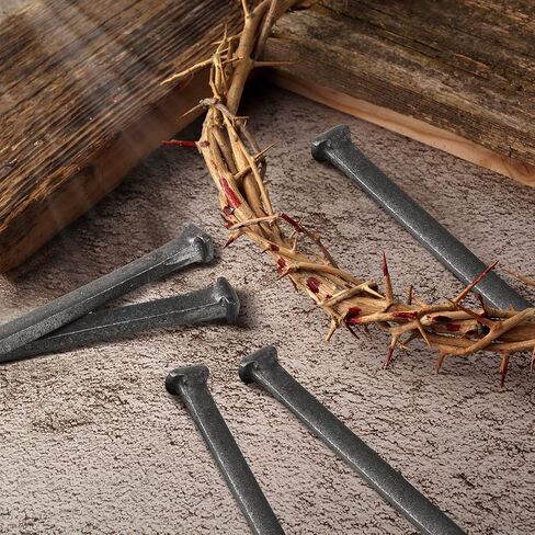 Sosation 12 Pcs Crucifix Iron Nails Passion of Jesus Christ Crucifixion Nails Metal Steel Replica Crucifixion Nails Roman Crucifixion Flat Head Nails for Church Christian Home (6 Inch) in Saudi Arabia