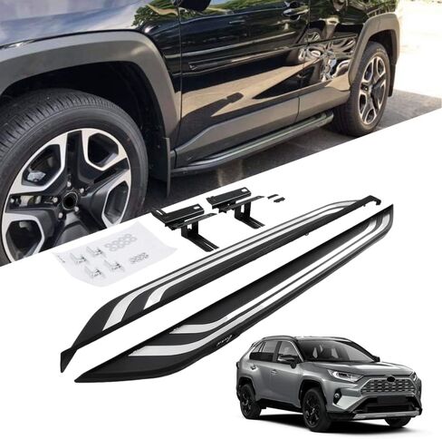 خطوات جانبية متوافقة مع Toyota RAV4 2019 2020 2021 2022 2023 2024 LE,XLE,Adventure,TRD, لوح الجري المحدود Nerf Bar in Kuwait