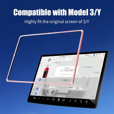 Bling Bling Rhinstones Screen Protector for Tesla Model 3 2017-2023 and Model Y, Sparkly Center Console Accessories for 3&Y. in Saudi Arabia
