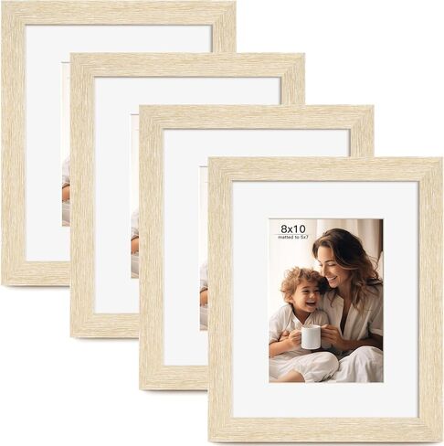 إطار صورة مقاس 8 × 10 مع حصيرة مقاس 5 × 7، مجموعة من 4 إطارات صور من الخشب الطبيعي مقاس 8 × 10 يتم عرضها على سطح الطاولة أو التثبيت على الحائط (4 عبوات، طبيعية) in Saudi Arabia