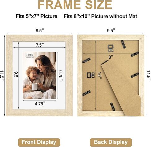 إطار صورة مقاس 8 × 10 مع حصيرة مقاس 5 × 7، مجموعة من 4 إطارات صور من الخشب الطبيعي مقاس 8 × 10 يتم عرضها على سطح الطاولة أو التثبيت على الحائط (4 عبوات، طبيعية) in Saudi Arabia