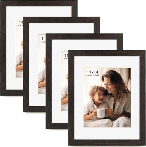 إطار صورة مقاس 8 × 10 مع حصيرة مقاس 5 × 7، مجموعة من 4 إطارات صور من الخشب الطبيعي مقاس 8 × 10 يتم عرضها على سطح الطاولة أو التثبيت على الحائط (4 عبوات، طبيعية) in Saudi Arabia