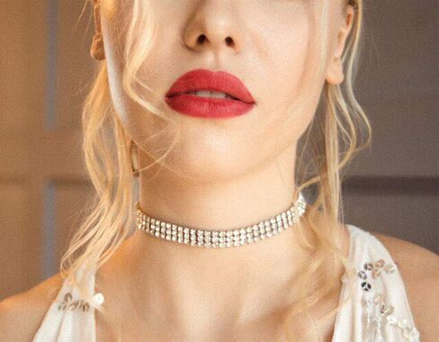 Rhinestone Choker Necklaces Gold Diamond Crystal Choker Sparly Necklaces for Women Girls in Kuwait