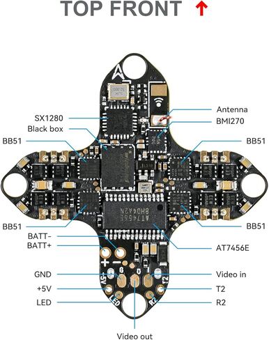 BETAFPV F4 1S 5A AIO وحدة تحكم في الطيران بدون فرشاة مع جهاز استقبال SPI Frsky مدمج، صندوق أسود 8 ميجابايت، موصل كابل BT2.0 لطائرات بدون طيار 65/75 مم 1S Micro FPV Whoop in Kuwait
