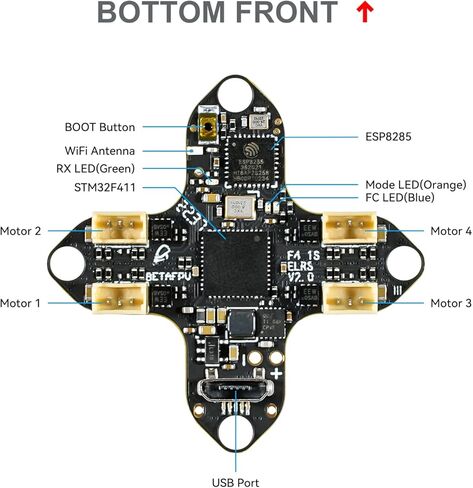 BETAFPV F4 1S 5A AIO وحدة تحكم في الطيران بدون فرشاة مع جهاز استقبال SPI Frsky مدمج، صندوق أسود 8 ميجابايت، موصل كابل BT2.0 لطائرات بدون طيار 65/75 مم 1S Micro FPV Whoop in Kuwait