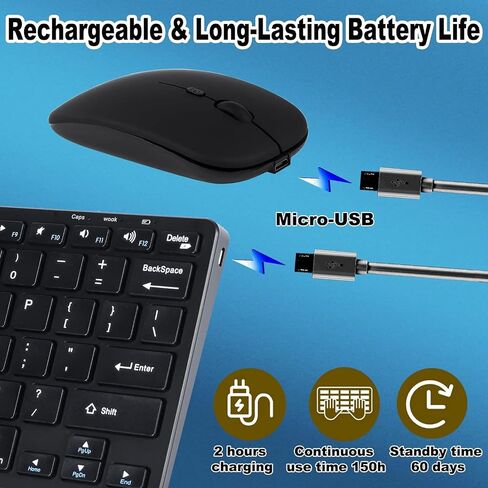 Wireless Keyboard and Mouse Combo Tri-Mode 2.4G Bluetooth Keyboard Mouse Portable Slim 78 Keys Multi Device Keyboard 1600 DPI Optical Wireless Mouse with USB Receiver for Android Windows IOS Laptop in Saudi Arabia