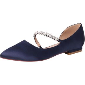 ERIJUNOR E0168F Women Comfortable Low Heel Pointy Toe Pumps Wedding Party Shoes