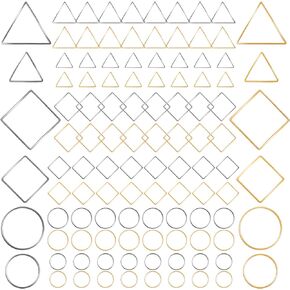 PAGOW 96Pcs Beading Hoops for Jewelry Making, Hypoallergenic Teardrop Square Round Triangular Earrings Beading Hoop Bulk for DIY Crafts Accessories Supplies (Silver + Gold)