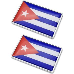 2 Pcs 3D Cuba Cubans Flag Metal Car Stickers Chrome Decals,2.3 x 1.6 Inch Metal Truck Stickers,Patriotic Car Motorcycle Emblem.