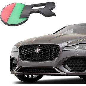 R-Dynamic Sports 3D Badge,Car Body Trunk Fender Front Grille R-Sport R S Emblem Logo Sticker,Special Vechicle Symbol Compatible with Jagvar Accessories(R-Sports Black Grille)