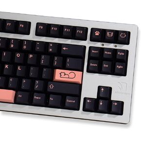PBT Keycaps Dye Sub 129 Keys Cherry Profile Pink Cat Keycaps Set Fit for 60% 65% 95% Cherry Mx Switches Mechanical Keyboard