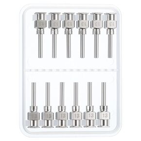 PATIKIL 16Ga x 0.5 Inch Stainless Steel Dispensing Needle Tips, 12Pcs Metal Glue Needle Tube Blunt Tips Luer Lock for Thick Glue Ink Lab, Silver