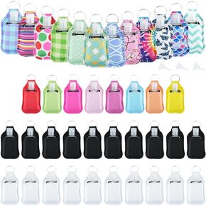 80Pcs Hand Sanitizer Keychain Holders, Empty Hand Sanitizer Holders Set Include 40 Pcs Hand Sanitizer Holder Keychains and 40Pcs Reusable Flip Cap Travel Bottles for Hand Sanitizer, 3 Funnels