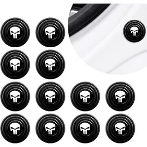 8 PCS Car Door Shock Absorbing Pad, 1.1" Teeth Skull Design Self-Adhesive Thickened Hood Trunk Cushioning Silicone Pad, Protect Replacement Accessories, Suitable for Most Cars (Black)