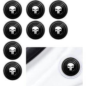 8 PCS Car Door Shock Absorbing Pad, 1.1" Teeth Skull Design Self-Adhesive Thickened Hood Trunk Cushioning Silicone Pad, Protect Replacement Accessories, Suitable for Most Cars (Black)